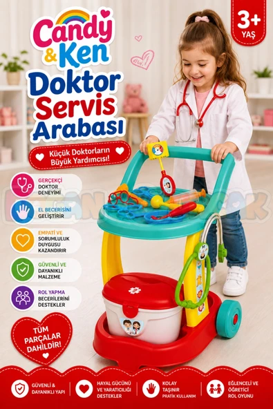 Candy & Ken Doktor Servis Arabası - Doktor Setleri - Doktor Oyuncak Seti ürün görseli 1