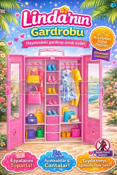 Linda'nın Gardırobu - Barbie Dolap - Barbie Giysi Dolabı - Barbie Gardırop - Barbienin Kıyafet Dolap - Gardrop - Lindanı ürün görseli 1