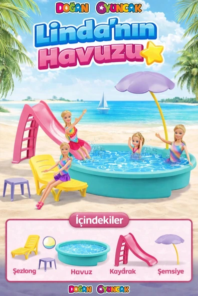 Linda'nın Havuzu - Havuz Partisi Oyuncak - Havuz Partisi Seti - Barbie Havuz Seti ürün görseli 1