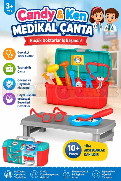 Candy & Ken Medikal Çanta - Doktor Çantası - Doktor Seti - Hasta Oyuncakları ürün görseli 1