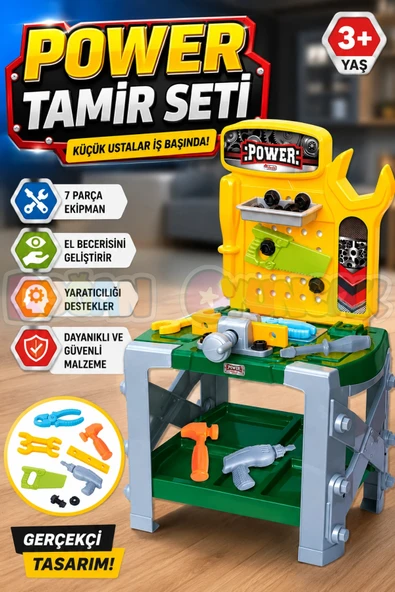 Power Tamir Seti - Oyuncak Tamir Setleri - Tamir Aletleri - Alet Seti - Vidalama Seti ürün görseli 1