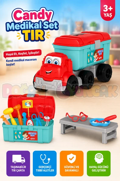 Candy Medikal Set Tır - Doktor Seti - Doktor Oyuncakları - Acil Yardım Oyuncakları - Hemşire Oyuncak ürün görseli 1