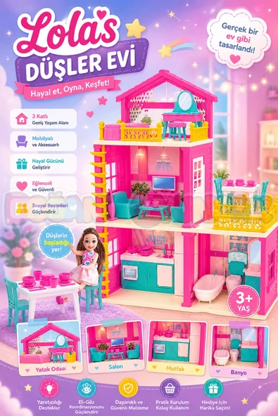 Lola'nın Düşler Evi - Ev Oyuncak - Lola'nın Düşler Ev Seti - Barbie Ev Seti ürün görseli 1