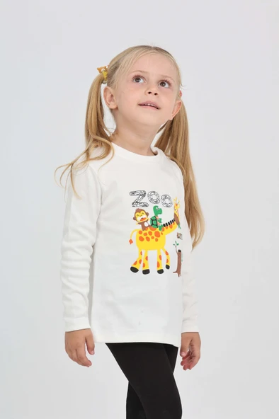 Toontoy Kız Çocuk Zürafa Baskılı Sweatshirt ürün görseli 1
