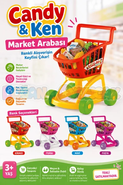 Candy & Ken Market Arabası Dolu - Mutfak Setleri - Ev Oyuncak Setleri ürün görseli 1