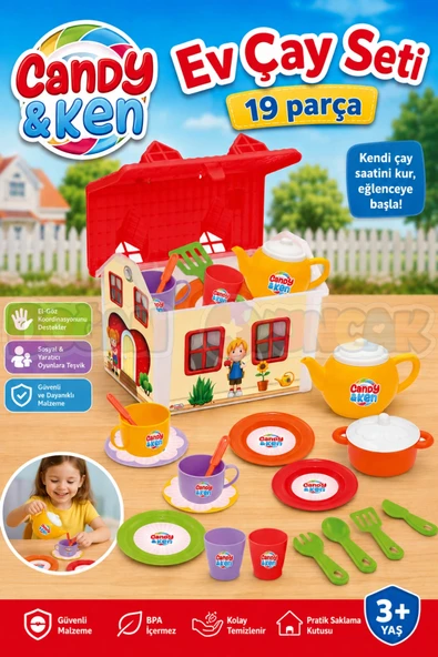 Candy & Ken Ev Çay Seti - Mutfak Setleri - Çay Seti - Bardak Oyuncak - Kahve ürün görseli 1