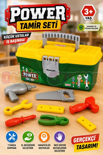 Power Alet Çantası - Oyuncak Tamir Setleri - Tamir Aletleri - Alet Seti - Vidalama Seti ürün görseli 1