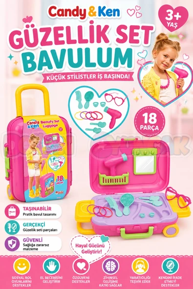 Candy & Ken Güzellik Set Bavulum - Güzellik Setleri - Kuaför Oyuncak Seti - Makyaj Seti ürün görseli 1
