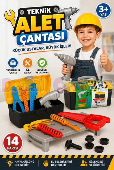 Teknik Alet Çantası - Oyuncak Tamir Setleri - Tamir Aletleri - Alet Seti - Vidalama Seti ürün görseli 1