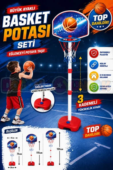 Büyük Ayaklı Basketbol Seti - Spor Oyuncakları - Basketbol Oyuncakları - Basket Seti ürün görseli 1