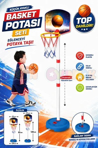 Küçük Ayaklı Basket Potası Seti - Spor Oyuncakları - Basketbol Oyuncakları - Basket Seti ürün görseli 1