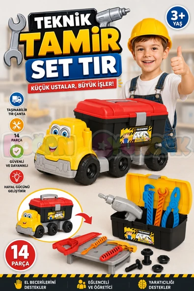 Teknik Tamir Set Tır - Oyuncak Tamir Setleri - Tamir Aletleri - Alet Seti - Vidalama Seti ürün görseli 1
