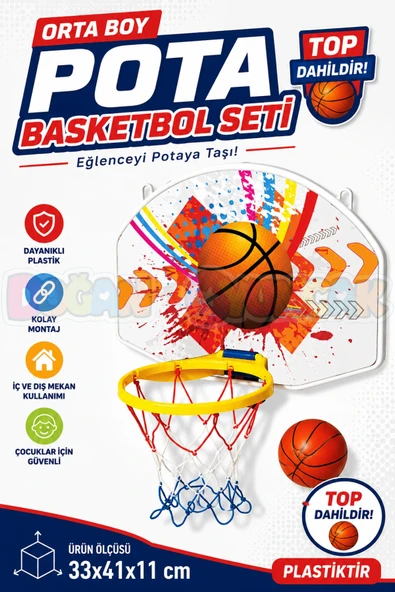 Büyük Boy Pota Basketbol Seti - Spor Oyuncakları - Basketbol Oyuncakları - Basket Seti ürün görseli 1