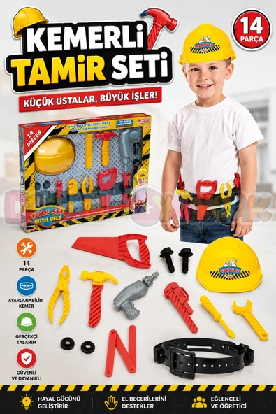 Kemerli Tamir Seti - Oyuncak Tamir Setleri - Tamir Aletleri - Alet Seti - Vidalama Seti ürün görseli 1