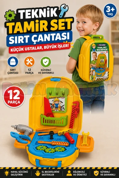 Teknik Tamir Set Sırt Çantası - Oyuncak Tamir Setleri - Tamir Aletleri - Alet Seti - Vidalama Seti ürün görseli 1