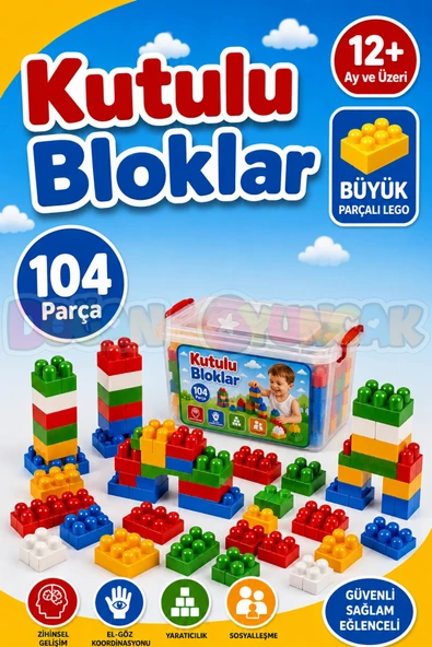 Kutulu Bloklar (104 Parça) - Büyük Parça Lego - Lego Setleri - Bloklar - Bebek Lego ürün görseli 1
