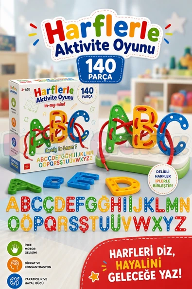 Harflerle Aktivite Oyunu - Lego Setleri - Alfabe Oyunu - Şekilli Lego ürün görseli 1
