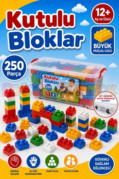Kutulu Bloklar (250 Parça) - Büyük Parça Lego - Lego Setleri - Bloklar - Bebek Lego ürün görseli 1