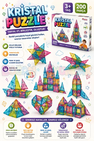 Kristal Puzzle (200 Parça) - Lego Setleri - Geometrik Oyuncak - Kristal Lego Seti - Cam Lego ürün görseli 1