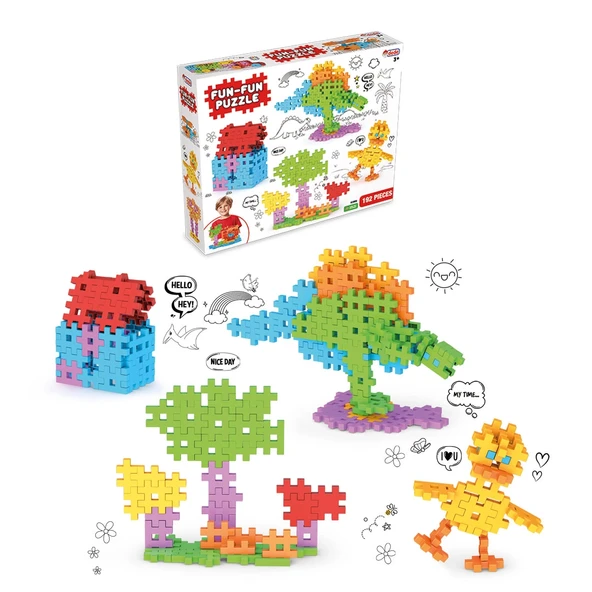 FunFun Puzzle (192 Parça) - Lego Setleri - Geometrik Oyuncak - Fun-Fun - Kare Bloklar ürün görseli 1