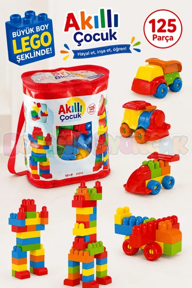Akıllı Çocuk (125 Parça) - Büyük Parça Lego - Lego Setleri - Bloklar - Bebek Lego ürün görseli 1