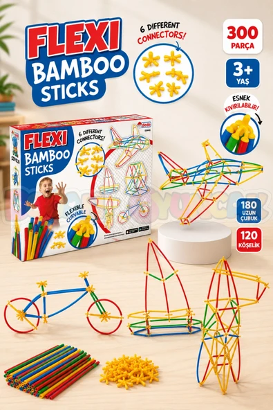 Flexi Bambu Çubuklar (300 Parça) - Lego Setleri - Borular Lego - Plastik Çubuklar ürün görseli 1