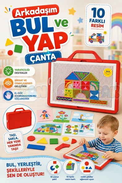 Arkadaşım Bul ve Yap Çanta - Lego Setleri - Geometrik Oyun - Görsel Aktivite - Oyuncak ürün görseli 1