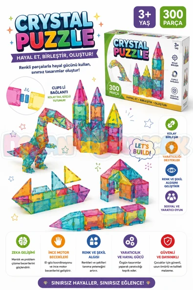 Kristal Puzzle (300 Parça) - Lego Setleri - Geometrik Oyuncak - Kristal Lego Seti - Cam Lego ürün görseli 1