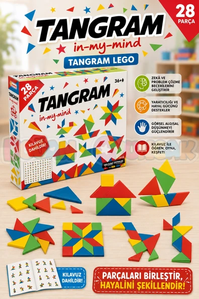 Tangram Lego (28 Parça) - Lego Setleri - Tangram Oyunu - Şekilli Lego - Tagram Seti ürün görseli 1