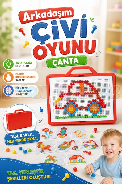 Arkadaşım Çivi Oyunu Çanta - Lego Setleri - Çivi Seti - Görsel Aktivite - Oyuncak ürün görseli 1
