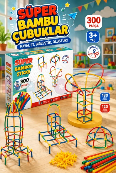 Süper Bambu Çubuklar (300 Parça) - Lego Setleri - Borular Lego - Plastik Çubuklar ürün görseli 1