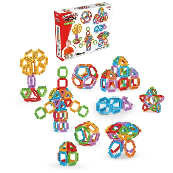 Geometrik Puzzle (96 Parça) - Lego Setleri - Geometrik Oyuncak - Şekilli Lego - Kare Bloklar ürün görseli 1