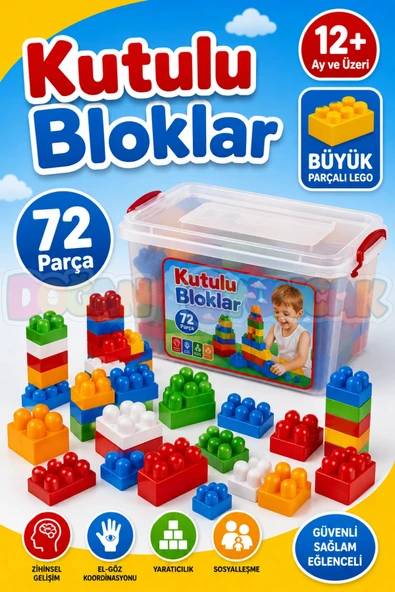 Kutulu Bloklar (72 Parça) - Büyük Parça Lego - Lego Setleri - Bloklar - Bebek Lego ürün görseli 1