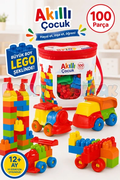Akıllı Çocuk (100 Parça) - Büyük Parça Lego - Lego Setleri - Bloklar - Bebek Lego ürün görseli 1