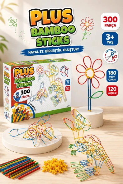 Plus Bambu Çubuklar (300 Parça) - Lego Setleri - Borular Lego - Plastik Çubuklar ürün görseli 1