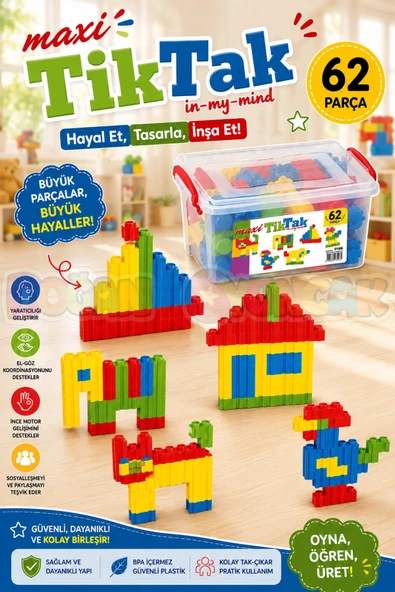 Maxi Tiktak Lego (62 Parça) - Tik-Tak Puzzle - Küçük Bloklar - Maxi Tik Tak Legolar Oyuncak ürün görseli 1