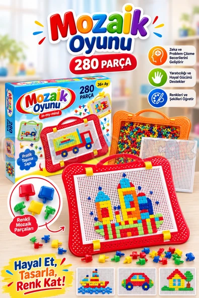 Mozaik Oyunu (280 Parça) - Lego Setleri - Çivi Lego - Resim Oyunu - Mozaik Oyunu ürün görseli 1
