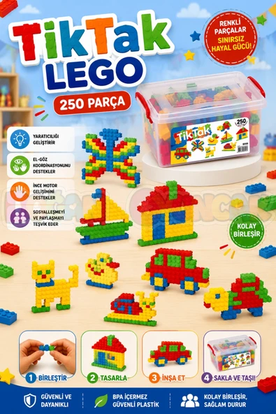 Tiktak Lego (250 Parça) - Tik-Tak Puzzle - Küçük Bloklar - Tik Tak Legolar Oyuncak ürün görseli 1