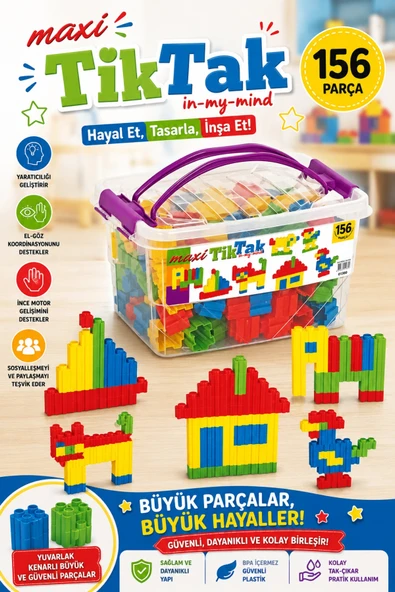 Maxi Tiktak Lego (156 Parça) - Tik-Tak Puzzle - Küçük Bloklar - Maxi Tik Tak Legolar Oyuncak ürün görseli 1