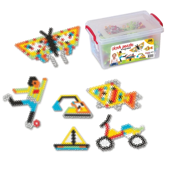Çiçek Puzzle Lego (250 Parça) - Yıldız Puzzle - Çiçek Bloklar - Çiçek Legolar Oyuncak ürün görseli 1