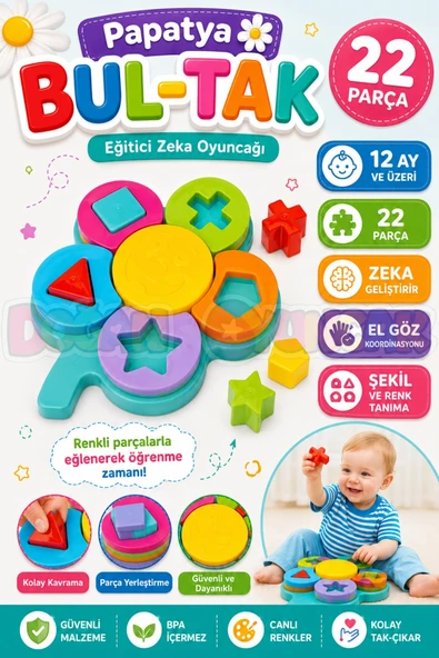 Papatya Bul-Tak - Bultak Lego - Bebek Oyuncağı - Şekil Takmaca ürün görseli 1