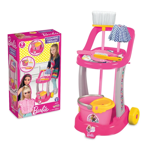Barbie Temizlik Arabası - Ev Eşyaları Seti - Ev Oyuncakları Seti - Vileda Seti ürün görseli 1