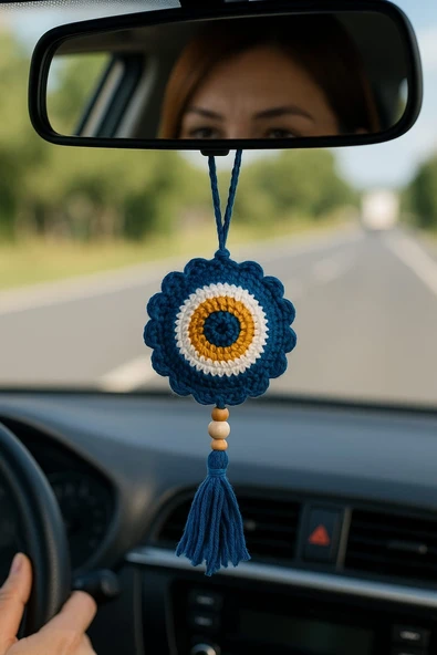Amigurumi Araba Dikiz Aynası Süsü,  Anahtarlık,  Çanta Askısı %100  El Örgüsü ürün görseli 1