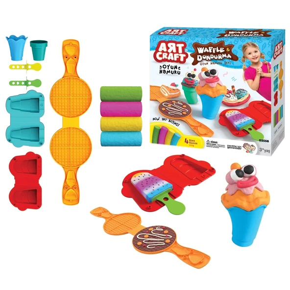 Waffle & Dondurma Oyun Hamur Seti 200 Gr. - Oyun Hamuru Seti - Hamur Setleri - Hamur Kalıpları ürün görseli 1