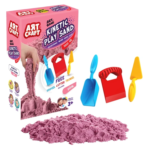 Art Sand Aksesuarlı Pembe Oyun Kumu 1000 Gr. - Kinetik Kum Seti - Natural Kum - Doğal Kum ürün görseli 1