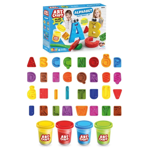 Alfabe Hamur Seti 224 Gr. - Oyun Hamuru Seti - Hamur Setleri - Hamur Kalıpları - Kelime Hamur - Sayı ürün görseli 1