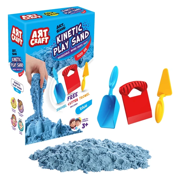 Art Sand Aksesuarlı Mavi Oyun Kumu 500 Gr. - Kinetik Kum Seti - Natural Kum - Doğal Kum ürün görseli 1