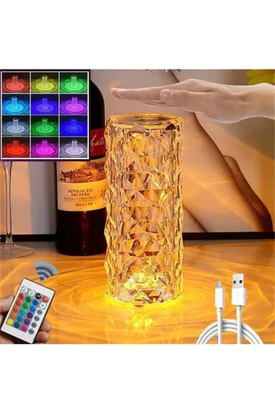 Canderel Kumandalı Kristal Masa Lambası Rgb Gece Lambası 16 Renk Ve 4 Mod Dokunmatik Kontrol ürün görseli 1