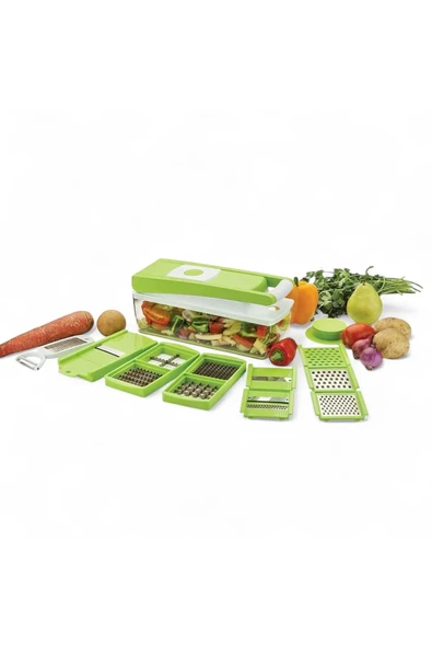 TTasarım 13 Par Nicer Dicer Ça Hazneli Sebze Doğrayıcı Dilimleyici Kesici Çok Fonksiyonlu Rende Seti ürün görseli 1