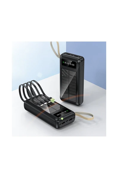 Store Acl 30000 Mah Powerbank Göstergeli Powerbank Solar Fenerli Güneş Enerjili Type C - Lightning ürün görseli 1